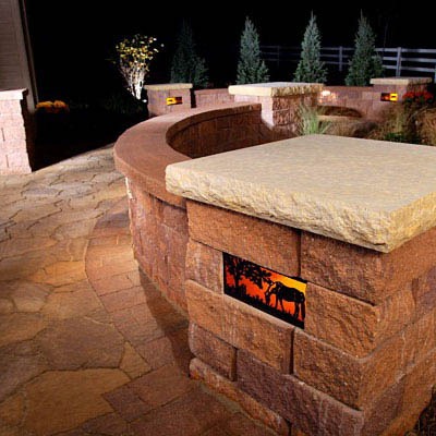 Earthworks EW Gold 30"x30" Pier Cap, Sandblasted Rockface