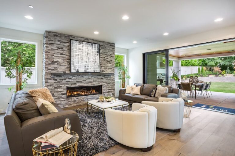 Eldorado Stone - Stacked Stone Sliver Lining - Home - Interior - Living Room - Fireplace